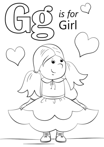 Letter G Is For Girl Coloring Page